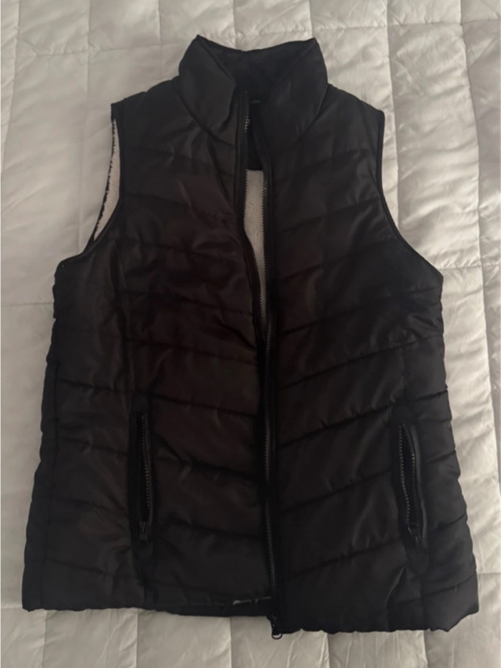 Jou Jou Women's Black Quilted Puffer Fleece Lined Vest Size Medium